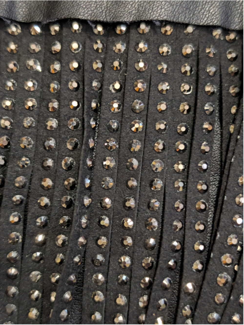 VICI Black Faux Leather Rhinestone Fringe Button Down Shirt Size Small - Picture 7 of 11